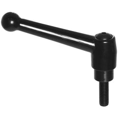 Model 70521, Clamp Lever Size 2 - Zinc Ball Style with Steel Stud Insert 3/8″–16 × 0.590″, Screw and Spring - Americas Industrial Supply