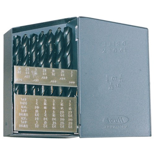 ‎1/16-1/2 RHS / RHC HSS 135 Degree Split Point Heavy Duty Jobber Length Drill Set - Steam Oxide