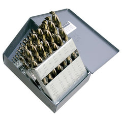 ‎1/16-1/2 RHS / RHC HSS 135 Degree Split Point Heavy Duty Black & Gold Parabolic Jobber Length Drill Set - Black & Gold