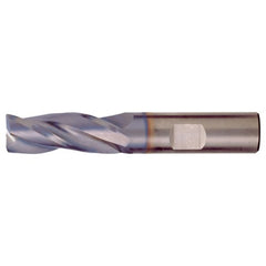 ‎1/4″ × 1/4″ × 3/4″ × 2-1/2″ RHS / RHC Solid Carbide 3-Flute Square End High-Performance End Mill for Steel and Stainless Steel - Bright - Exact Industrial Supply
