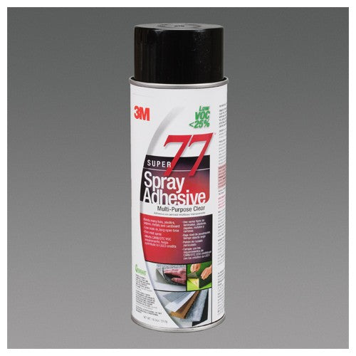 3M Super 77 CA Multipurpose Spray Adhesive Low VOC <25% Clear 24 fl oz Can (Net Wt 18.0 oz) - Americas Industrial Supply