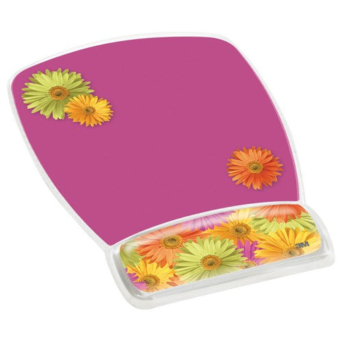 3M Gel Mousepad Wristrest MW308DS Compact Size Clear Gel Daisy Design 6.8″ × 8.6″ × 0.75″ - Americas Industrial Supply