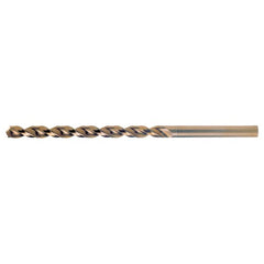 6.80mm RHS / RHC HSS-CO 8% (M42) 135 Degree Split Point Q-Cobalt Wide Land Parabolic Taper Length Drill - Straw / Gold Oxide - Exact Industrial Supply