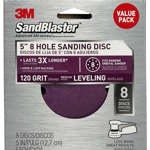 3M SandBlaster Sanding Discs 99623SB-ES 5″ × 8Hole 120 grit - Americas Industrial Supply