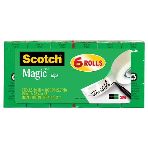 Scotch Magic Tape 810K6 6 rolls of 3/4″ × 1000″ - Americas Industrial Supply