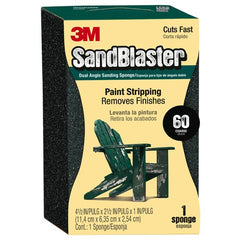 3M SandBlaster EDGE DETAILING Sanding Sponge 9558 60 grit 4 1/2″ × 2 1/2 × 1″ - Americas Industrial Supply