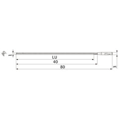 MGS0100L040B HTi10 1 mm Dia. × 3 mm Shank × 40 mm Flute Length × 80 mm OAL, 0°, 1 Flute, Coolant Thru, Solid Carbide Drill