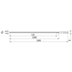 MGS0150L100B HTi10 1.5 mm Dia. × 3 mm Shank × 100 mm Flute Length × 140 mm OAL, 0°, 1 Flute, Coolant Thru, Solid Carbide Drill
