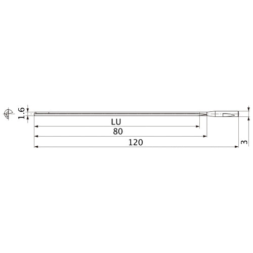 MGS0160L080B HTi10 1.6 mm Dia. × 3 mm Shank × 80 mm Flute Length × 120 mm OAL, 0°, 1 Flute, Coolant Thru, Solid Carbide Drill