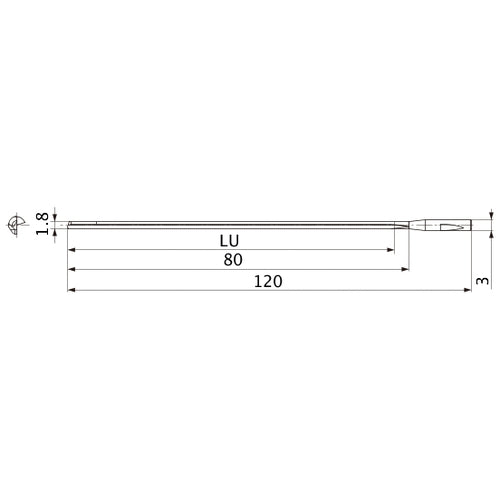 MGS0180L080B HTi10 1.8 mm Dia. × 3 mm Shank × 80 mm Flute Length × 120 mm OAL, 0°, 1 Flute, Coolant Thru, Solid Carbide Drill