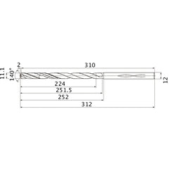 MHS1110L250B CARB DRILL