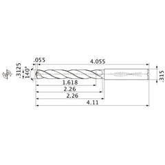 MMS0794X5D080 DP7020 5/16″ Dia. × 0.315″ Shank × 2.26″ Flute Length × 4.11″ OAL, 140°, 2 Flute, Coolant Thru, Solid Carbide Drill