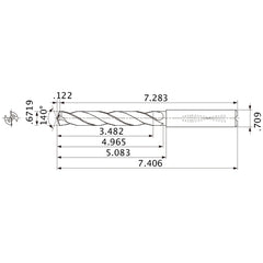 MMS1707X5D180 DP7020 0.6719″ Dia. × 0.709″ Shank × 4.965″ Flute Length × 7.406″ OAL, 140°, 2 Flute, Coolant Thru, Solid Carbide Drill