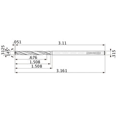 MVS0794X02S080PL DP1020 5/16″ Dia. × 0.315″ Shank × 1.508″ Flute Length × 3.161″ OAL, 145°, 2 Flute, Coolant Thru, Solid Carbide Drill