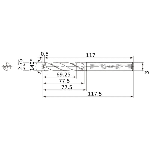 MWS0275X25DB CARB DRILL