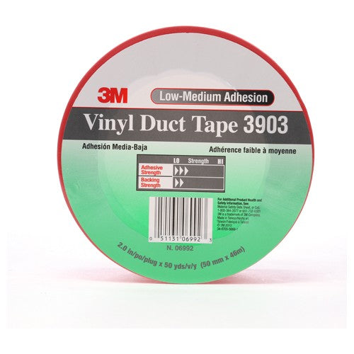 3M Vinyl Duct Tape 3903 Red 2″ × 50 yd 6.5 mil 2 Individually Wrapped Conveniently Packaged - Americas Industrial Supply
