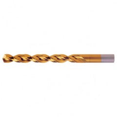 #50 RHS / RHC HSS-CO 8% (M42) 135 Degree Split Point Q-Cobalt Wide Land Parabolic Jobber Drill - TiN - Americas Industrial Supply