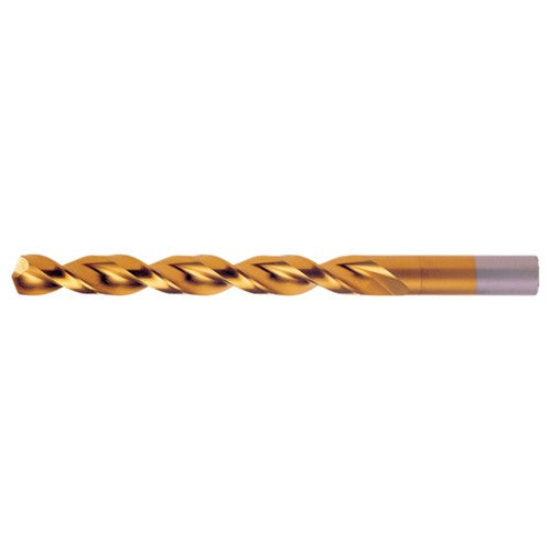 1/2 RHS / RHC HSS-CO 8% (M42) 135 Degree Split Point Q-Cobalt Wide Land Parabolic Jobber Drill - TiN - Exact Industrial Supply