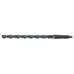 39/64 RHS / RHC HSS 118 Degree Notched Point Heavy Duty Extra Length Taper Shank Drill - Steam Oxide