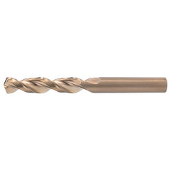 H RHS / RHC HSS-CO 8% (M42) 135 Degree Split Point Q-Cobalt Wide Land Parabolic Drill - Straw / Gold Oxide - Exact Industrial Supply