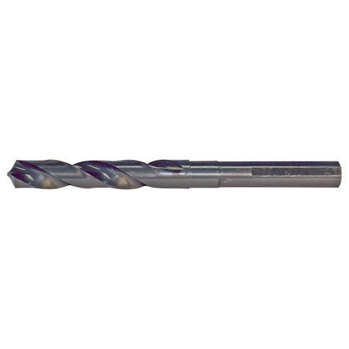 19/32 RHS / RHC HSS 118 Degree Radial Point Silver & Deming Reduced Shank Drill - Steam Oxide - Exact Industrial Supply