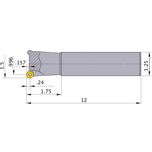 BRP6UPR243ELS20 INDEXABLE ENDMILL