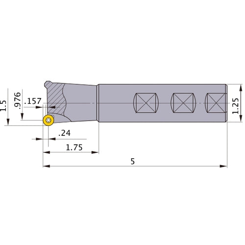 BRP6UPR243W20 INDEXABLE ENDMILL