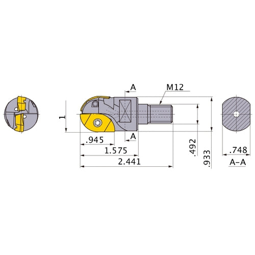 SRM216AM12S40 INDEXABLE END MILL