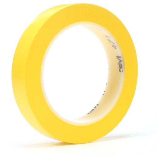 3M Vinyl Tape 471 Yellow 3/4″ × 36 yd 5.2 mil - Americas Industrial Supply
