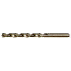 A RHS / RHC HSS-CO 8% (M42) 135 Degree Split Point Cobalt Heavy Duty Jobber Length Drill - Straw / Gold Oxide - Exact Industrial Supply