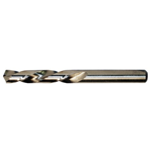 9/32 LHS / LHC HSS-CO 8% (M42) 135 Degree Split Point Cobalt Left Hand Mechanics Length Drill - Straw / Gold Oxide - Exact Industrial Supply