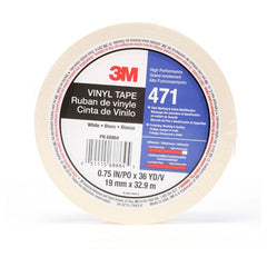 3M Vinyl Tape 471 White 3/4″ × 36 yd 5.2 mil Individually Wrapped Conveniently Packaged - Americas Industrial Supply