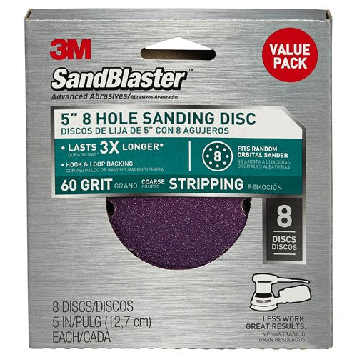 3M SandBlaster Sanding Discs 99621SB-ES 5″ × 8Hole 60 grit - Americas Industrial Supply