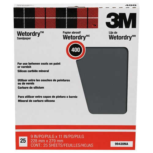 3M Wetordry Sanding Sheets 99420NA 9″ × 11″ 400 grit - Americas Industrial Supply
