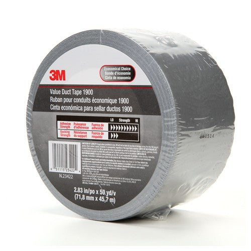 3M Value Duct Tape 1900 Silver 2.83″ × 50 yd 5.8 mil - Americas Industrial Supply