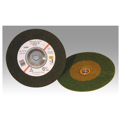 3M Green Corps Depressed Center Grinding Wheel T27 9″ × 1/4″ × 7/8″ 24 Grit - Americas Industrial Supply