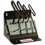 10 Piece - 3/32 - 3/8" T-Handle Style - 9'' Arm- Hex Key Set with Plain Grip in Stand - Americas Industrial Supply