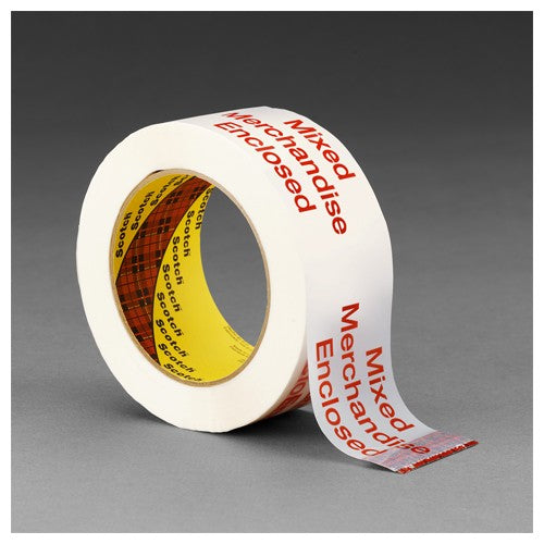 Scotch Printed Message Box Sealing Tape 3775 White 48 mm × 100 m - Americas Industrial Supply
