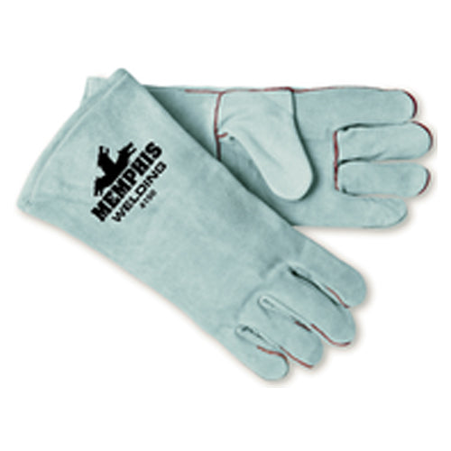 Welding Gloves - Gray Economy Shoulder Grade - Cotton Lined - Wing Thumb - Size Large - Americas Industrial Supply