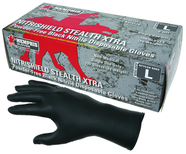 NitriSheild Stealth- 6 Mil Black Nitrile, PF Disposable Gloves - Size S - Americas Industrial Supply