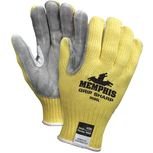 MCR Safety Cut Pro Gloves - 7 Gauge Kevlar Shell - Leather Palm - Size X-Large - Americas Industrial Supply