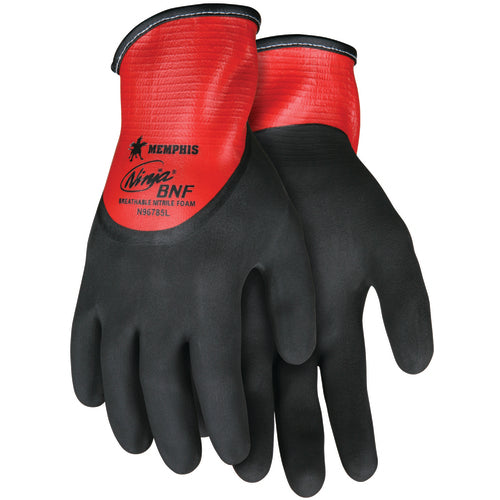 Ninja BNF Gloves with NFT Coating - 18 Gauge Nylon/Spandex - Full Nitrile Dip - Second Coating BNF - Size Medium - Americas Industrial Supply