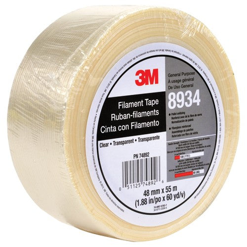 Tartan Filament Tape 8934 Clear 48 mm × 55 m 4 mil Individually Wrapped Conveniently Packaged - Americas Industrial Supply