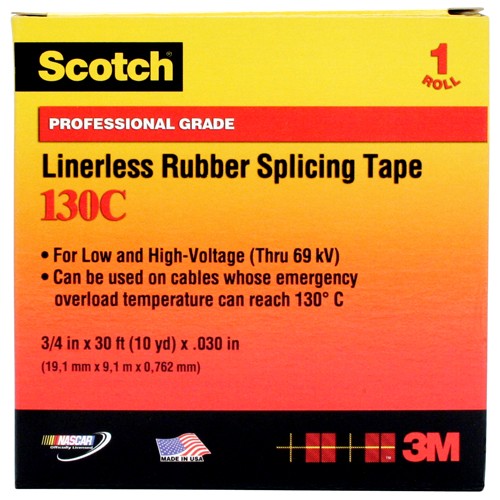 Scotch Linerless Rubber Splicing Tape 130C 1″ × 10 ft Black - Americas Industrial Supply