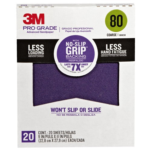 ‎3M Pro Grade Precision Faster Sanding Sanding Sheets 80 grit Coarse 27080TRI-20 9″ × 11″ - Americas Industrial Supply