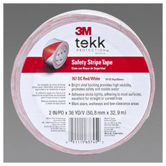 3M Safety Stripe Vinyl Tape 767 Red/White 2″ × 36 yd 5 mil Individually Wrapped Conveniently Packaged - Americas Industrial Supply