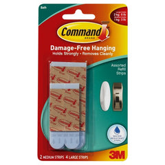 Command Water Resistant Replacement Strips 17615 White - Exact Industrial Supply