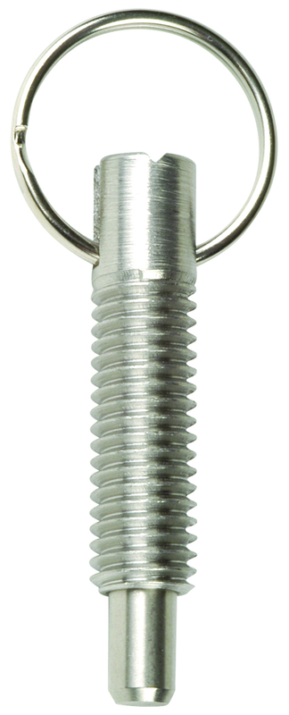 Hand Retractable Spring Plunger with Pull Ring - 1.25 lbs Initial End Force, 5 lbs Final End Force (5/8-11 Thread) - Americas Industrial Supply