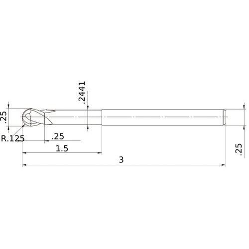 MS2XLBD1/4N1500 CARBIDE ENDMILL