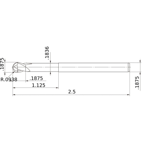MS2XLBD3/16N1125 CARBIDE ENDMILL